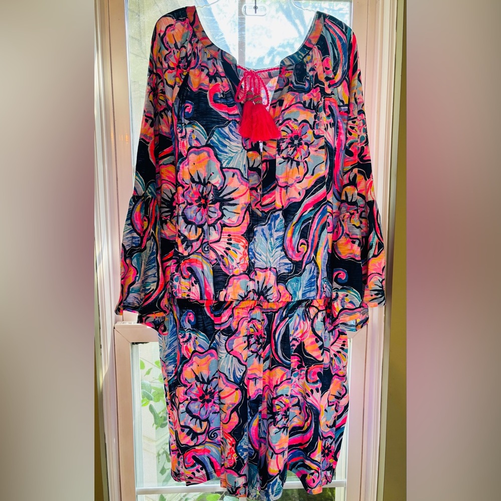 Lilly Pulitzer NWT Multicolor Floral Midi Dress — Navy, Pink & Blue -